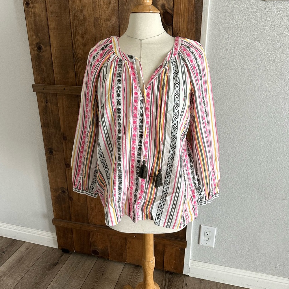 Style & Co. Pink and Black Striped Blouse